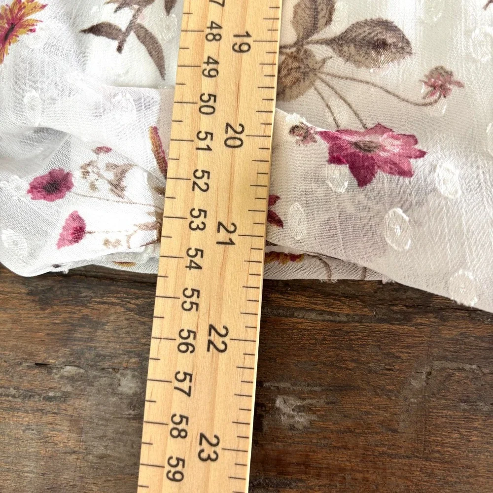 Tamara‎ H Floral Butterfly Boho Fairy Swiss Dot Blouson Top White S Tie Sleeve - Picture 7 of 12